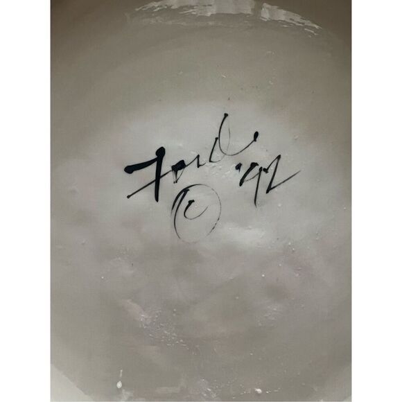 Denise Ford ‘91 Lead Free Ceramic Stunning Pink Hand Painted Signed Platter 17” - Picture 5 of 9
